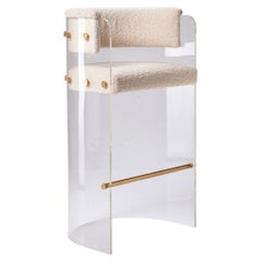 Acrylic, Brass Detailed, Cream Boucle' Retro Style Barstool Egg Designs