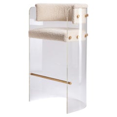 Acrylique, détails en laiton, tabouret de bar rétro 'Cream Boucle' Egg Designs