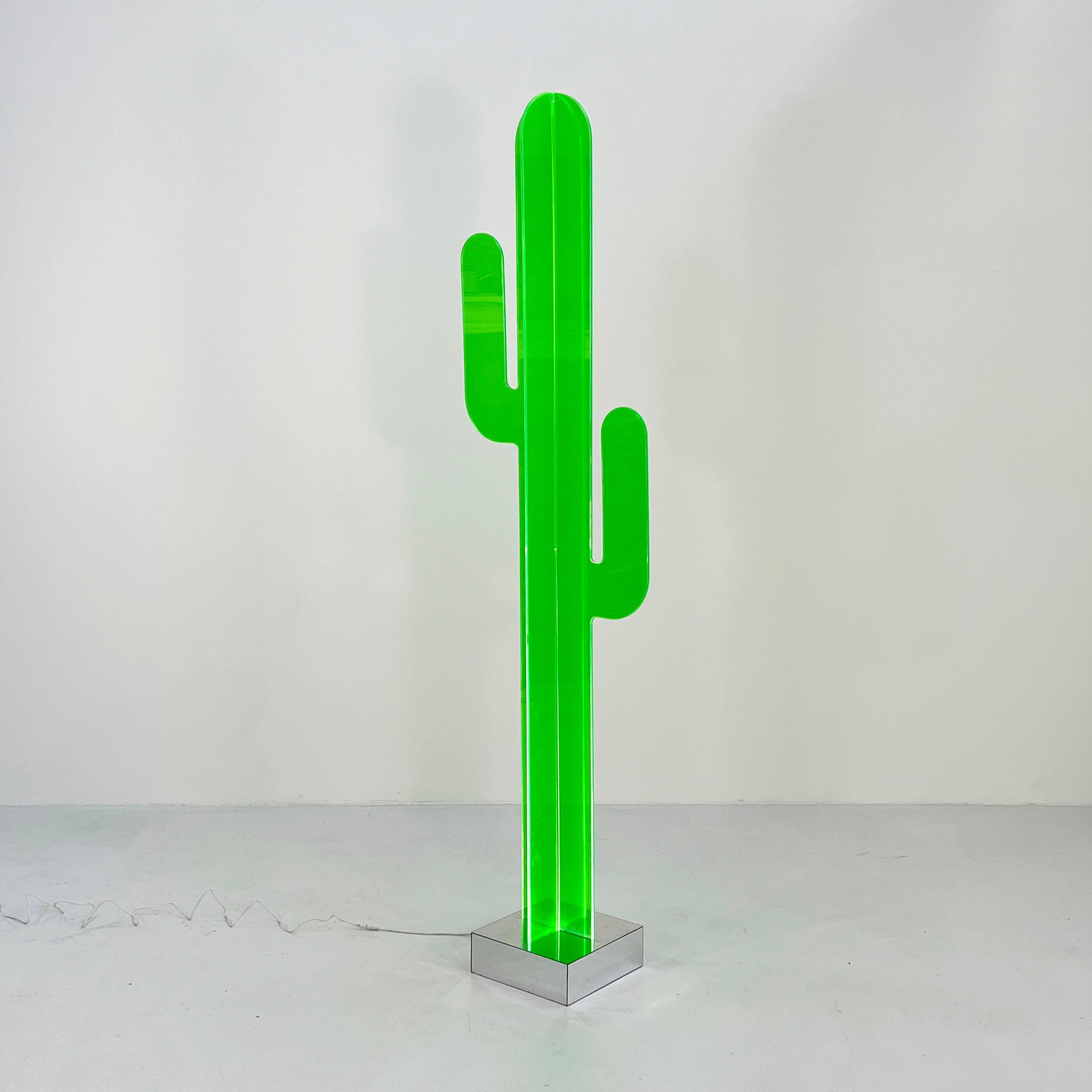 Acrylic Cactus Floor Lamp, 2000s.
Design Period - Noughties.
Measurements - Width 62 cm x depth 30 cm x height 210 cm. 
Materials - Acrylic, Plastic.
Color - Green, Silver.