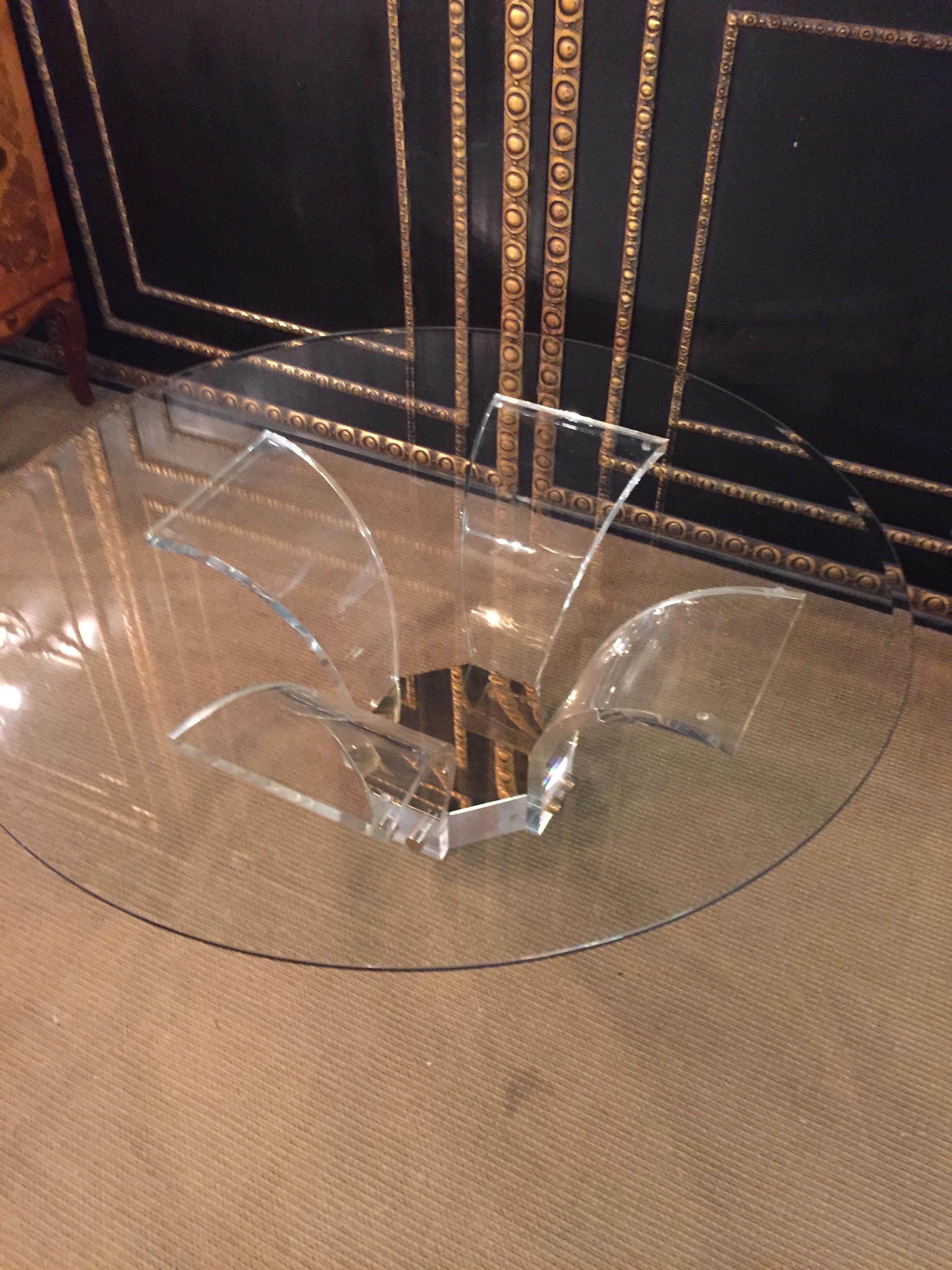 Glazed Acrylic designer Coffee / sofa Table Unique Design in Palm Shape with glass top  For Sale