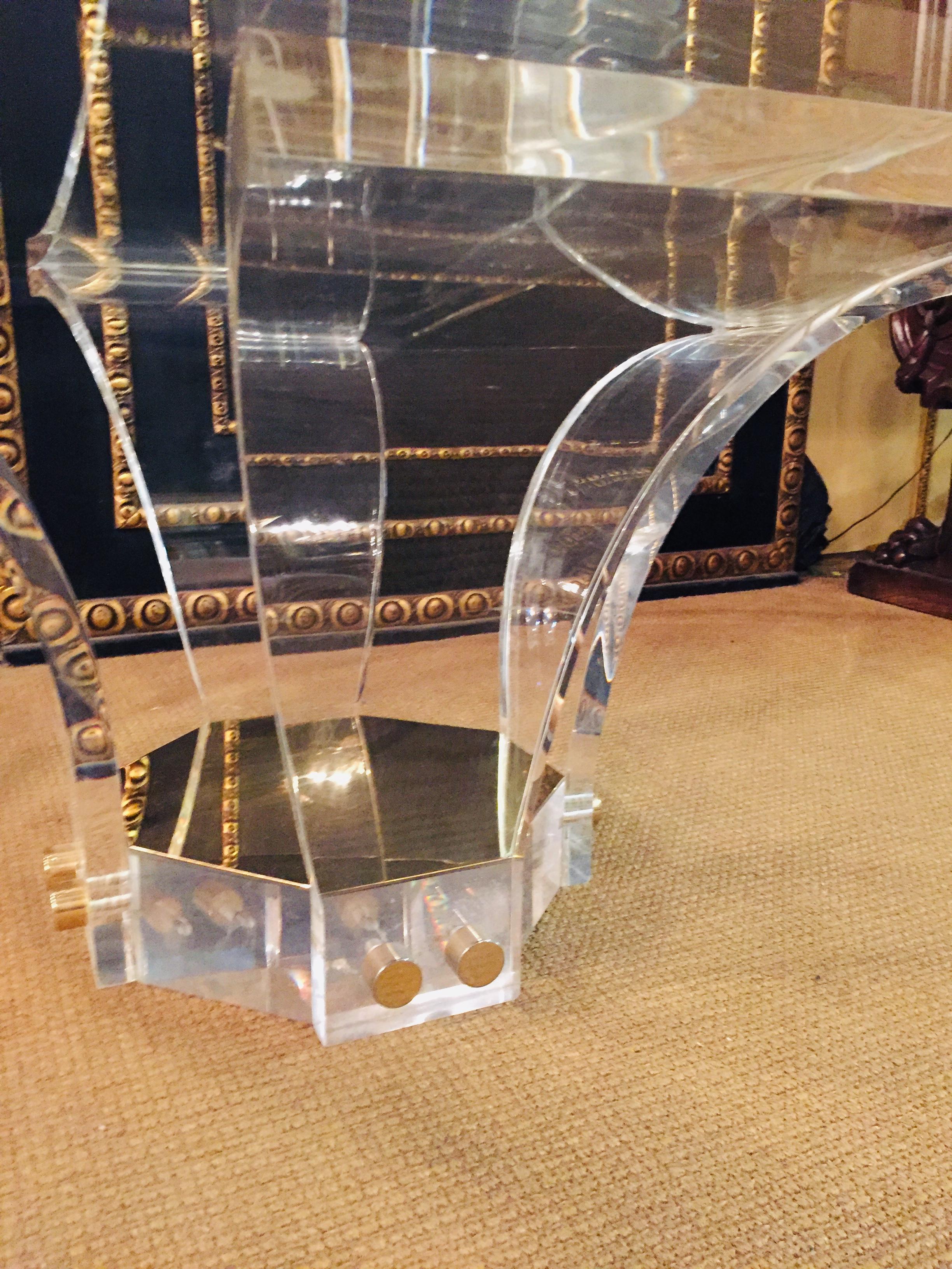 Acrylic designer Coffee / sofa Table Unique Design in Palm Shape with glass top  For Sale 1