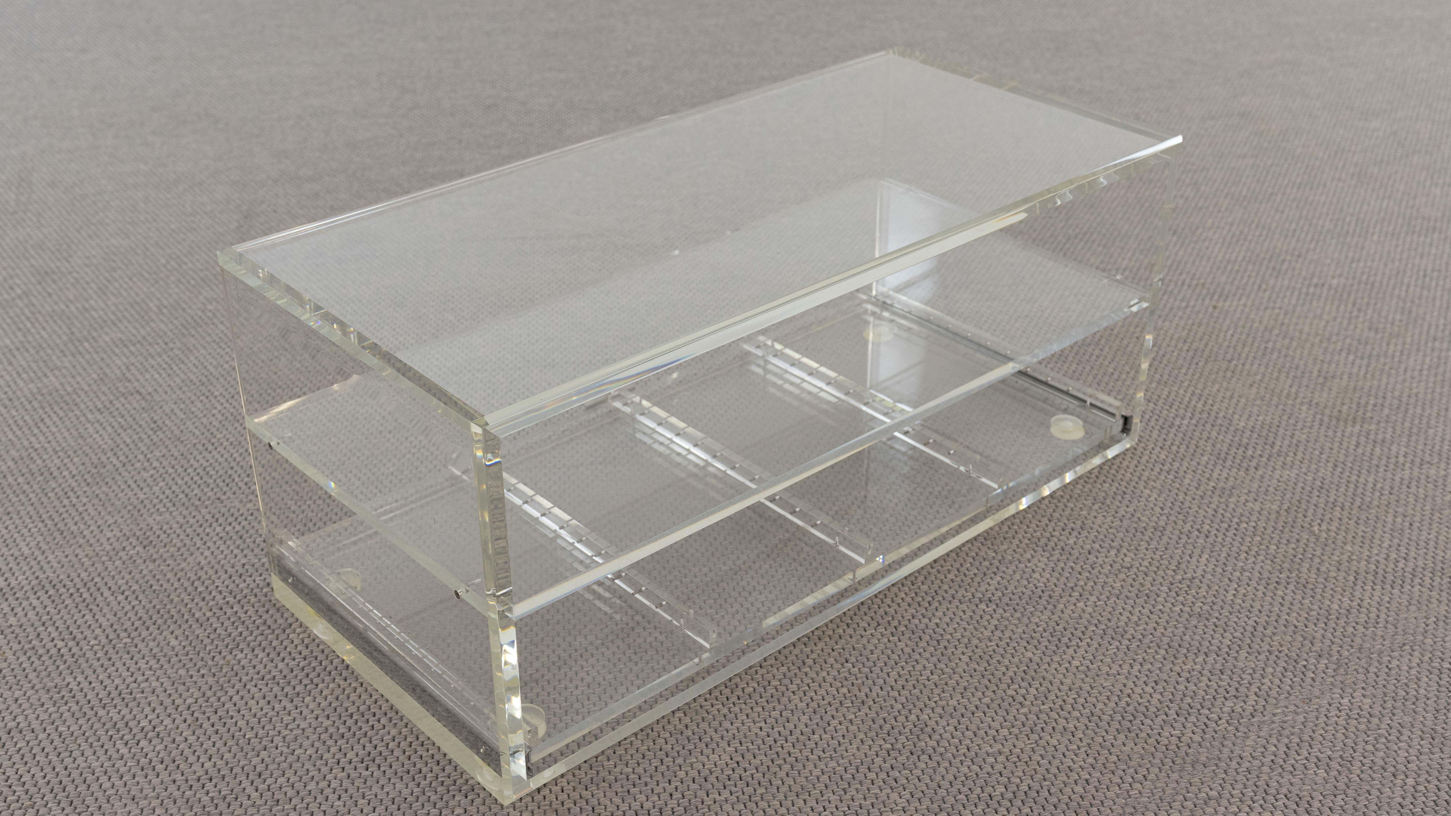 Modern Acrylic Coffee Table with Drawer, Plexiglass Lucite