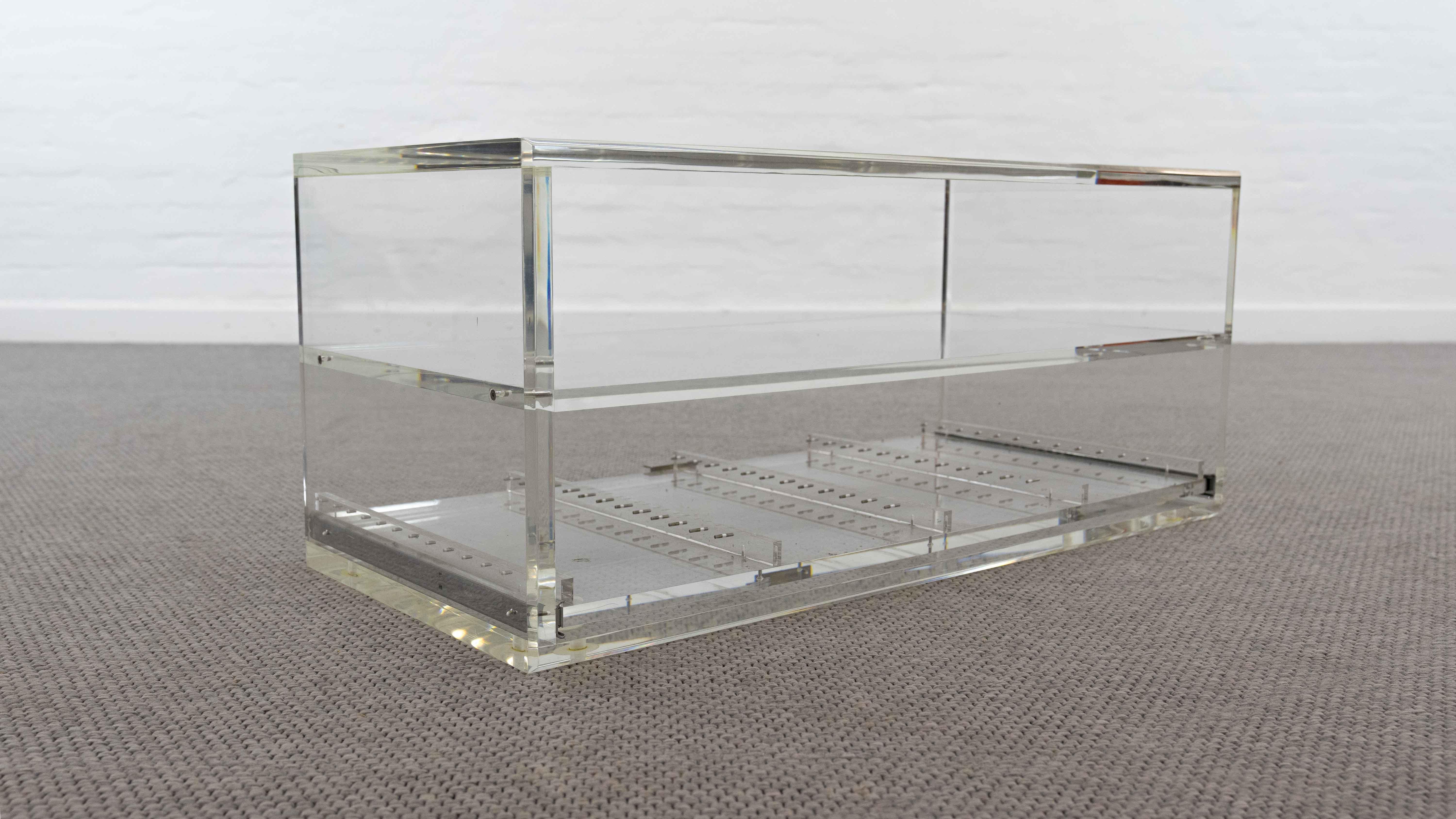 Late 20th Century Acrylic Coffee Table with Drawer, Plexiglass Lucite