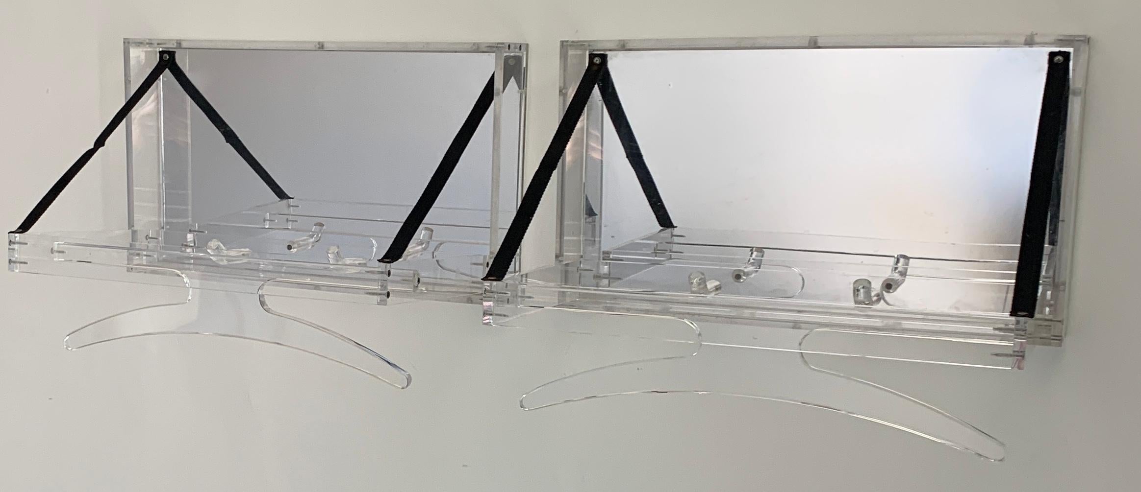 Scandinavian Modern Acrylic Collapsable Coat Rack with Mirror For Sale