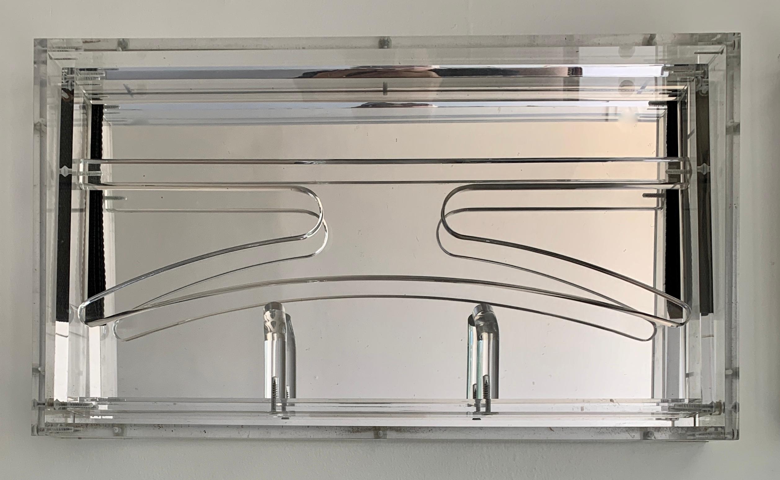 Acrylic Collapsable Coat Rack with Mirror In Good Condition For Sale In Los Angeles, CA