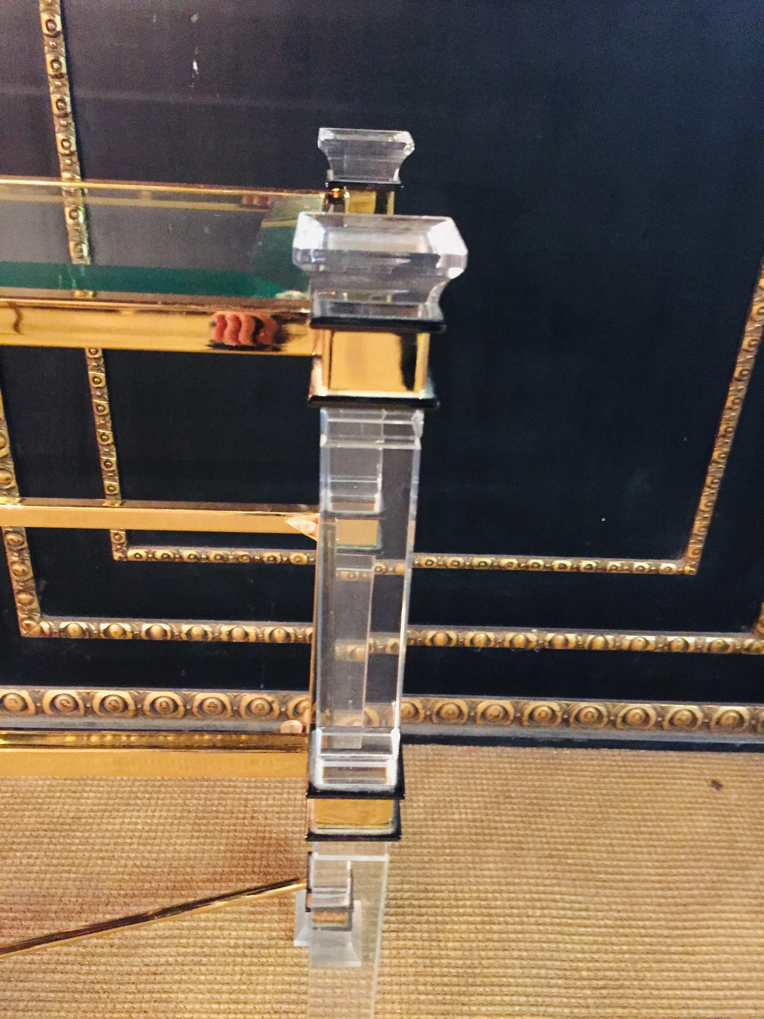 Acrylic Console 2 Glass Plates on Four Rectangular Columns In Good Condition In Berlin, DE