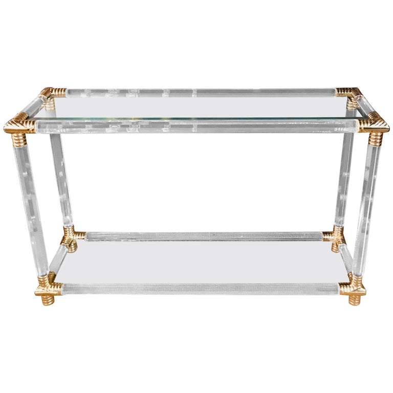 Acrylic Console Table With Gold, Elements Console Table