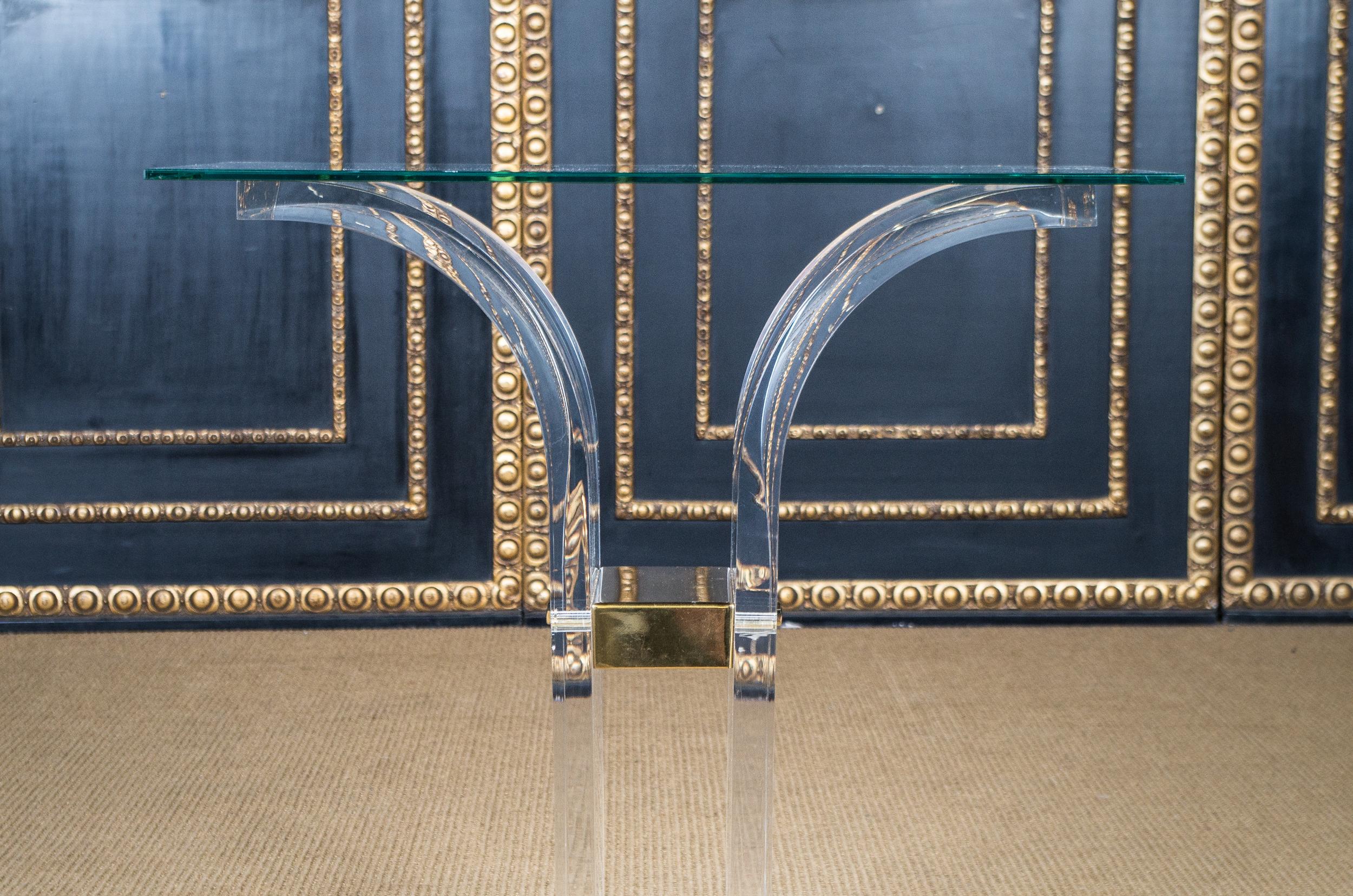 Acrylic Console Table with Golden Paint 8
