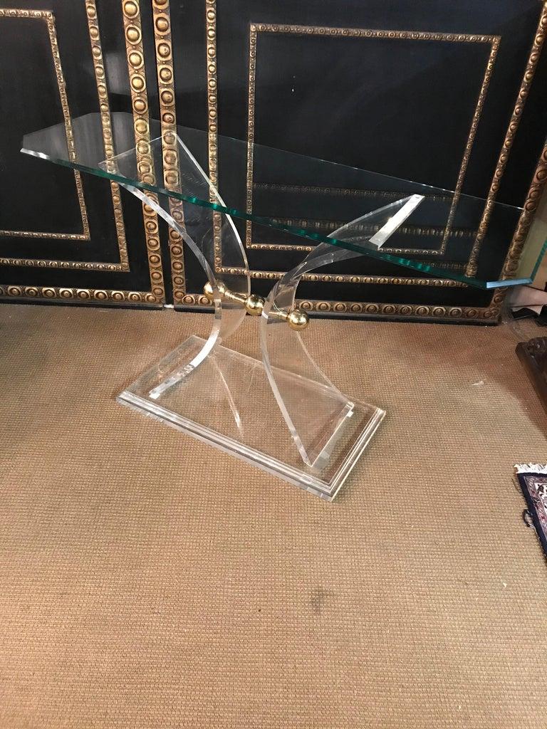 Acrylic Console with an Unusual Design with Mirror High Quality For Sale 5