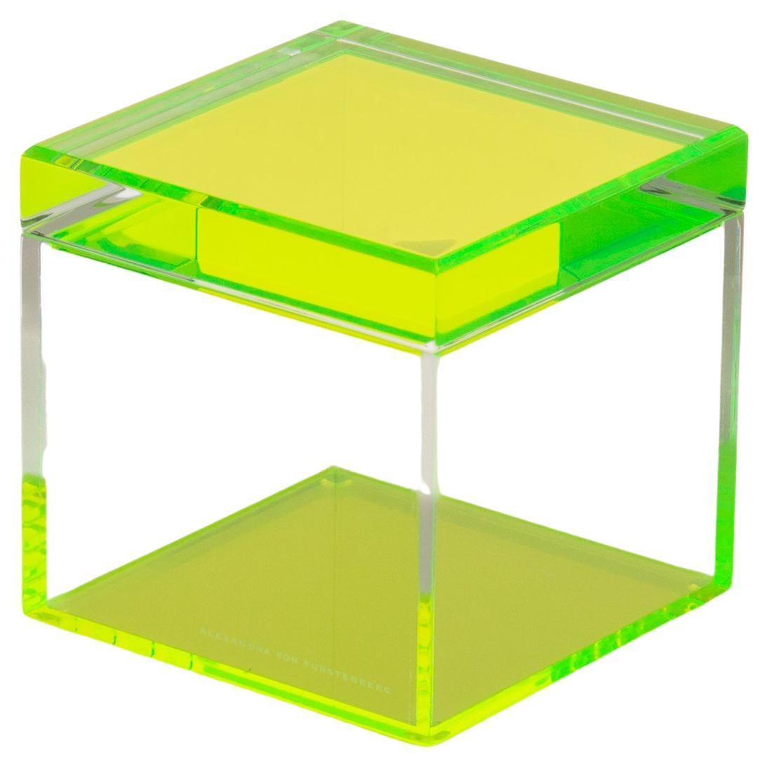 Acrylic Cubic Box in Green by Designer Alexandra Von Furstenberg