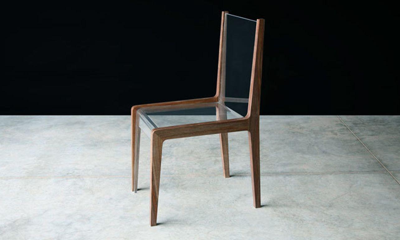 Modern Black Walnut Acrylic Dining Chair In New Condition For Sale In Hobart, NY