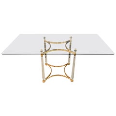Acrylic Dining Table with Four Collumns Legs and rectangular Glass Plate
