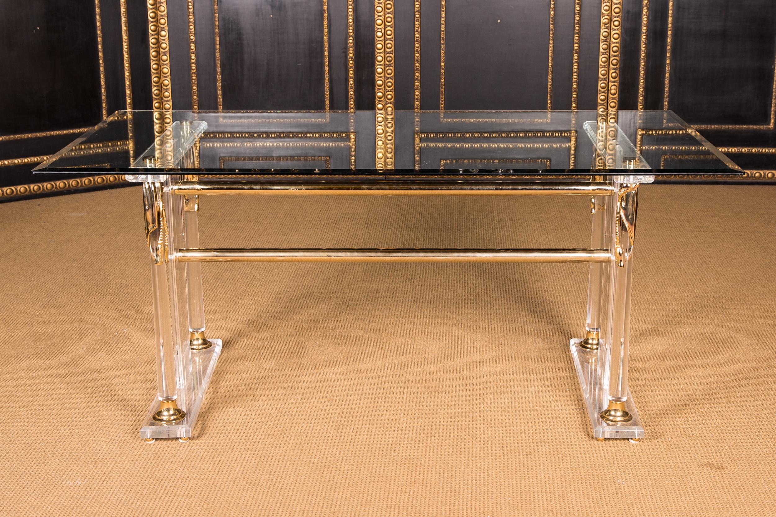 Modern Acrylic Dining Table with Gold Painting