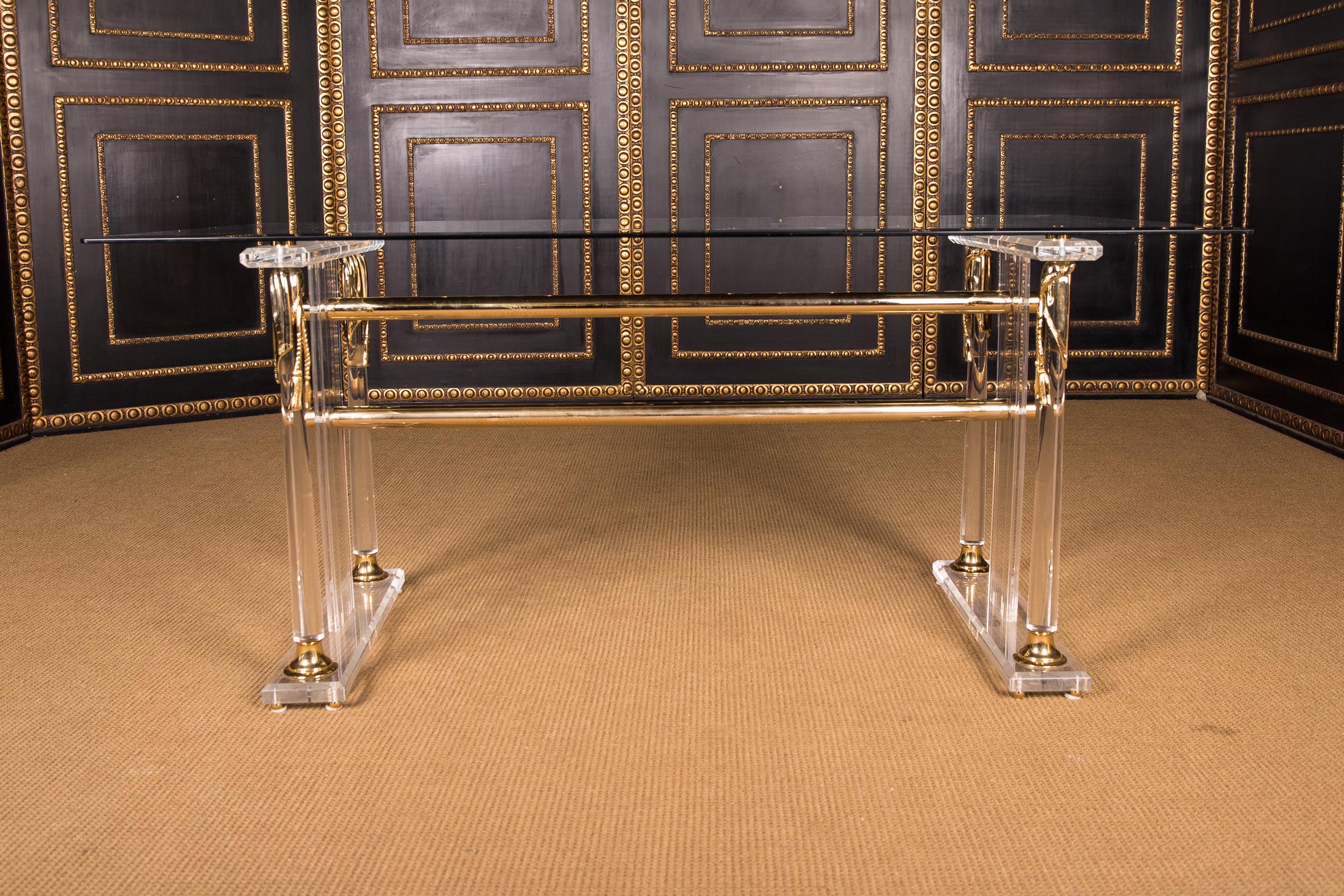 Italian Acrylic Dining Table with Gold Painting
