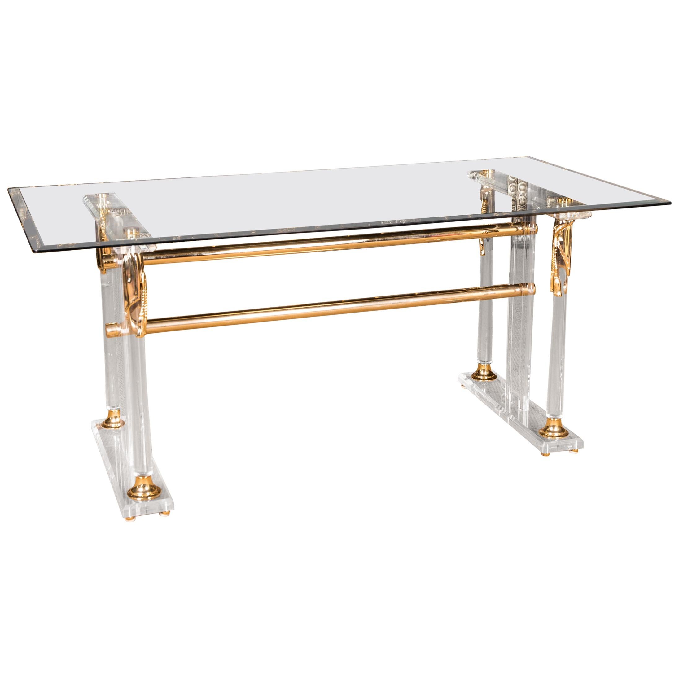 Acrylic Dining Table with Gold Painting