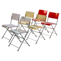 Acrylic Folding Chairs (Giancarlo Piretti-Style) + Chrome Frames, Set of 6