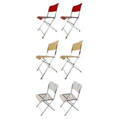 Acrylic Folding Chairs (Giancarlo Piretti-Style) + Chrome Frames, Set of 6