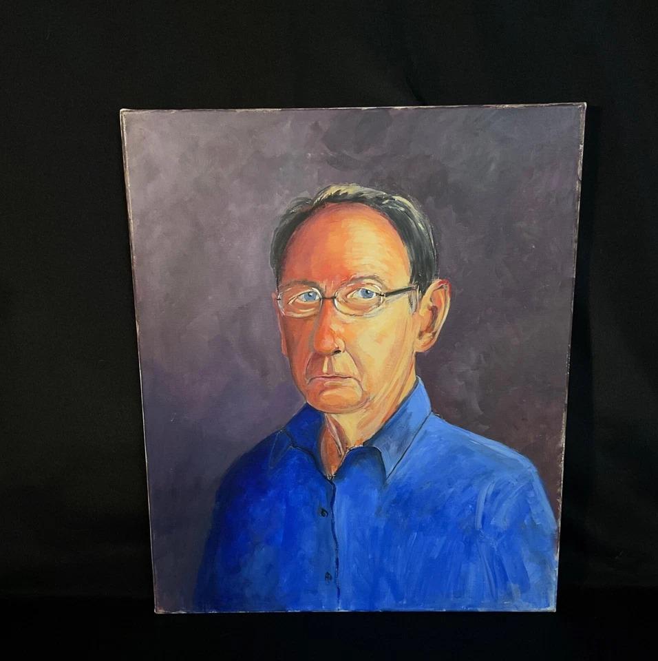This is an original acrylic portrait painting by the Mâcon-based artist J.Boving. The painting depicts a stylized 