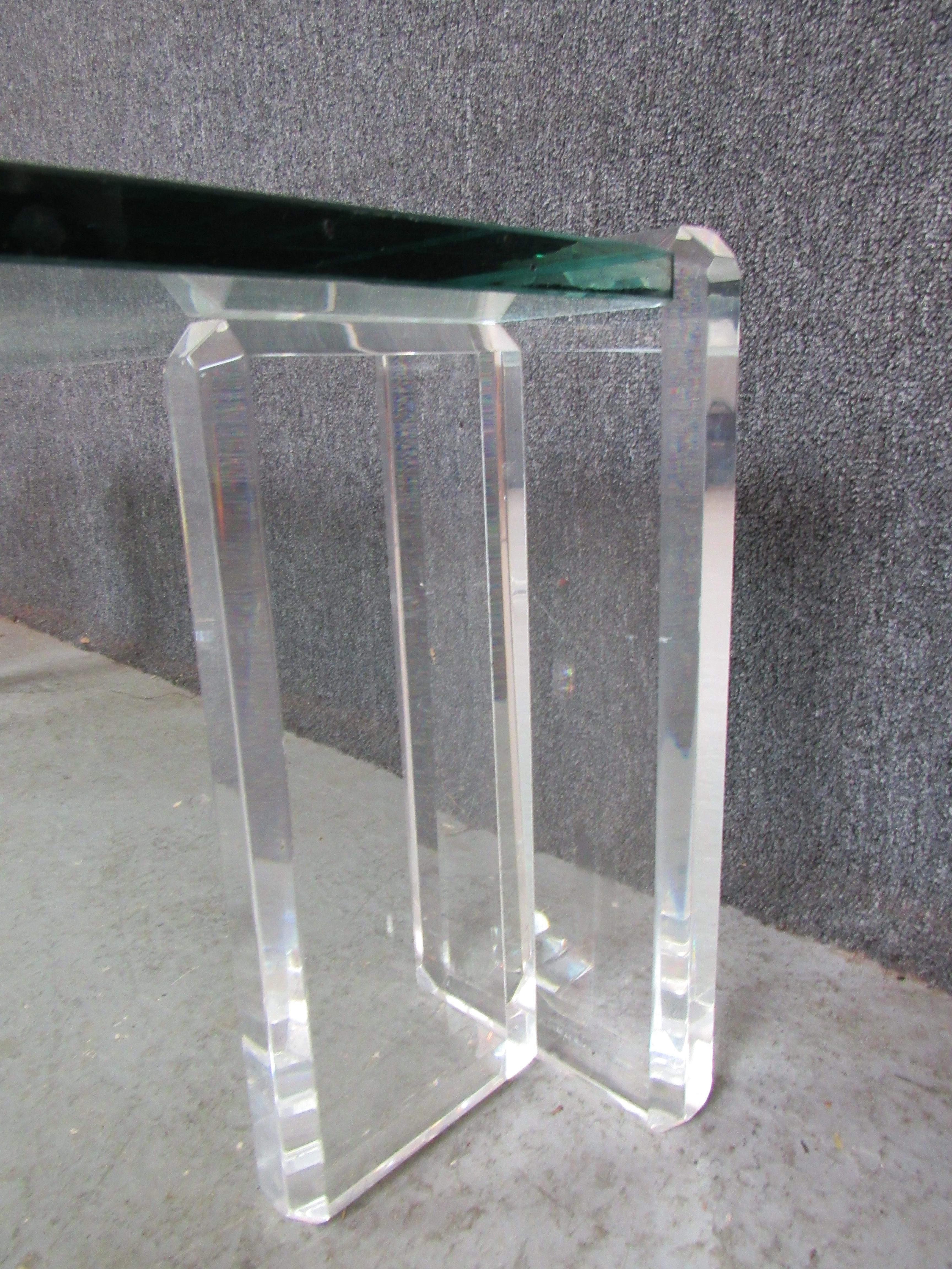 Glass Acrylic Frame Mid-Century Coffee Table For Sale