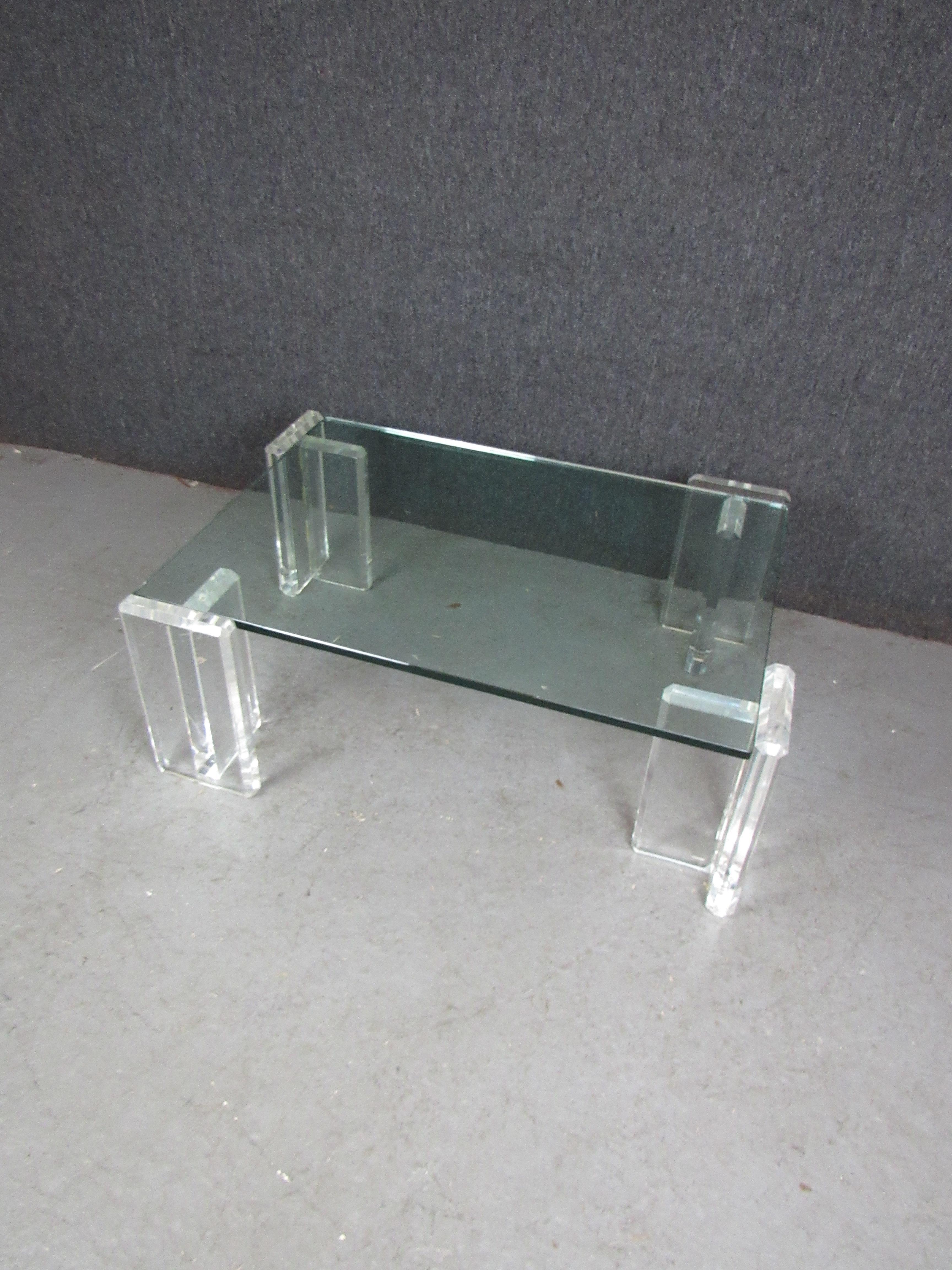 Acrylic Frame Mid-Century Coffee Table For Sale 2
