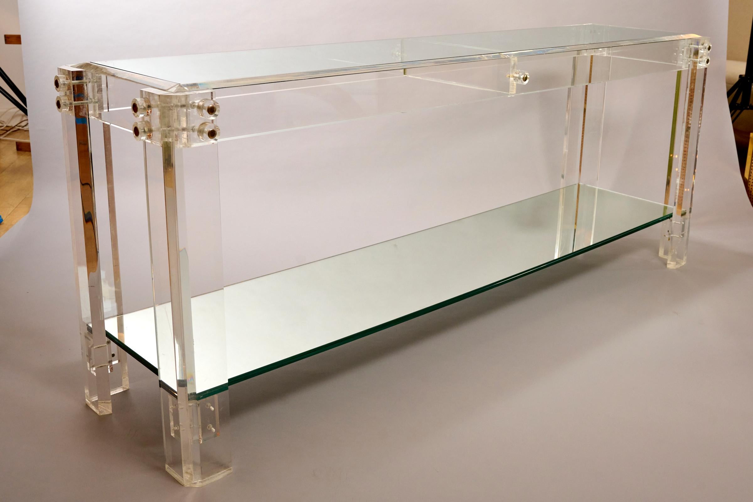 Lucite, glass, mirror with  and nickel elements.  c1970



