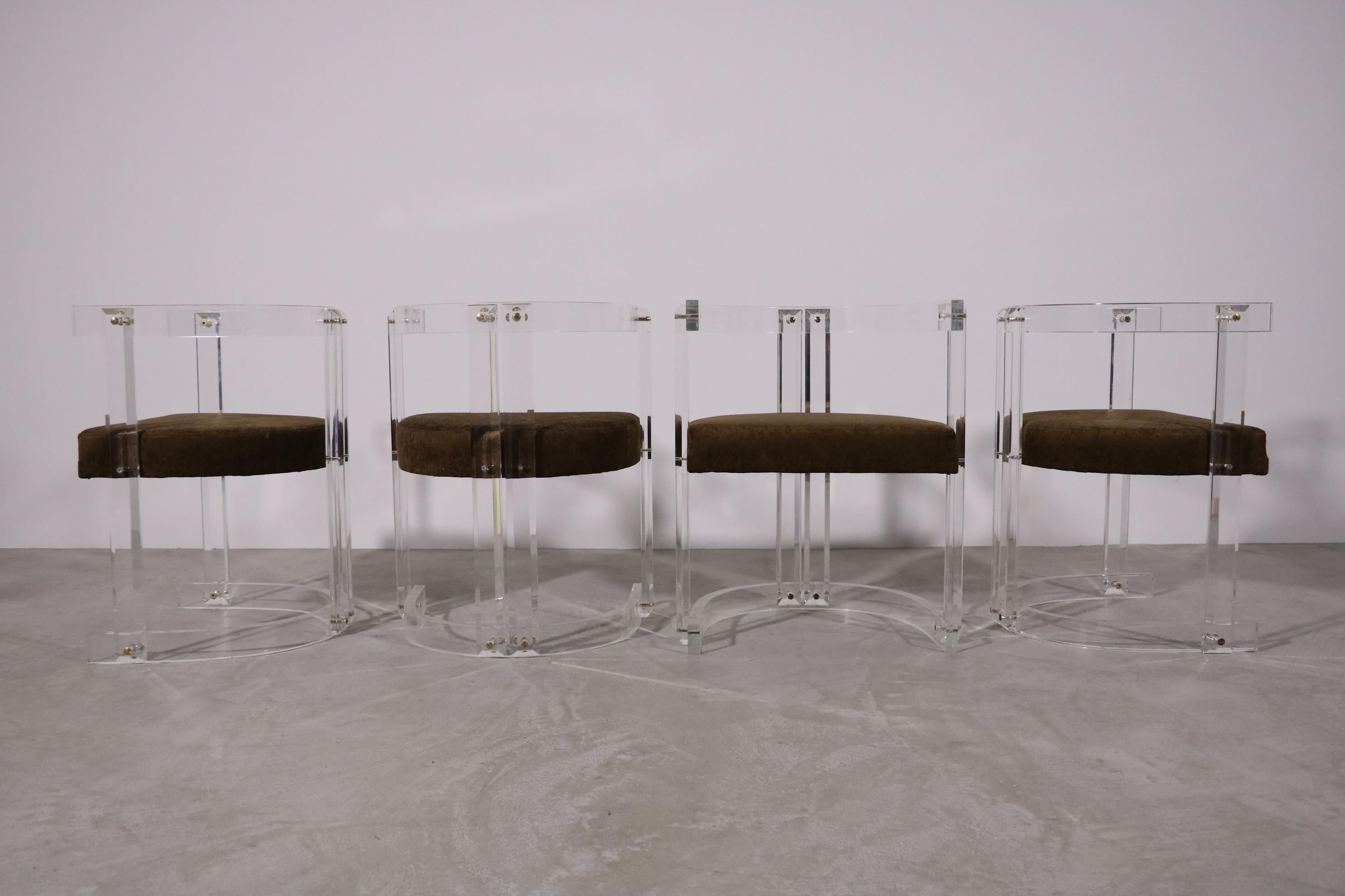 Acrylic glass chairs lucite chair in style of Charles Hollis Jones For Sale 5