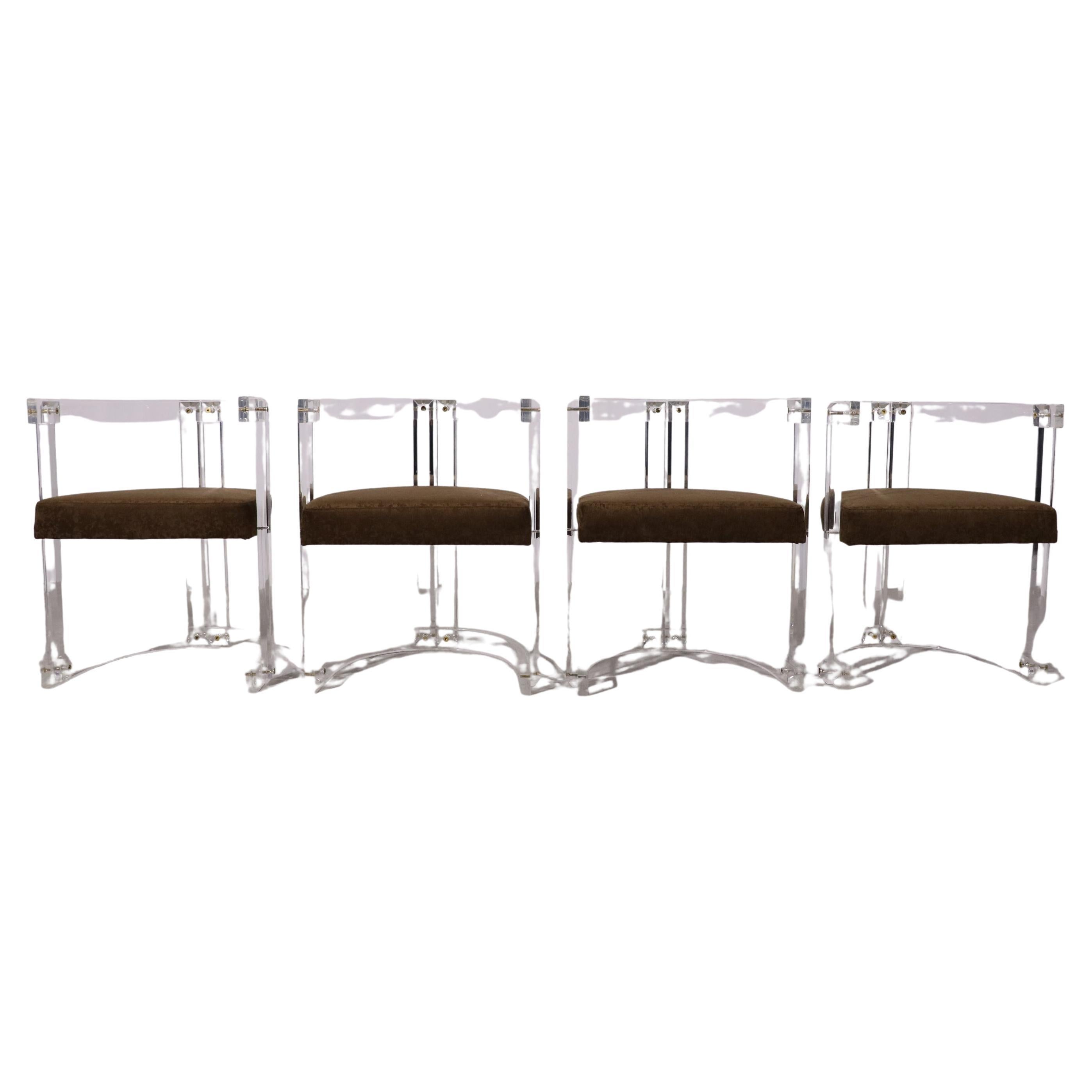 Chaises en verre acrylique et chaise en lucite dans le style de Charles Hollis Jones