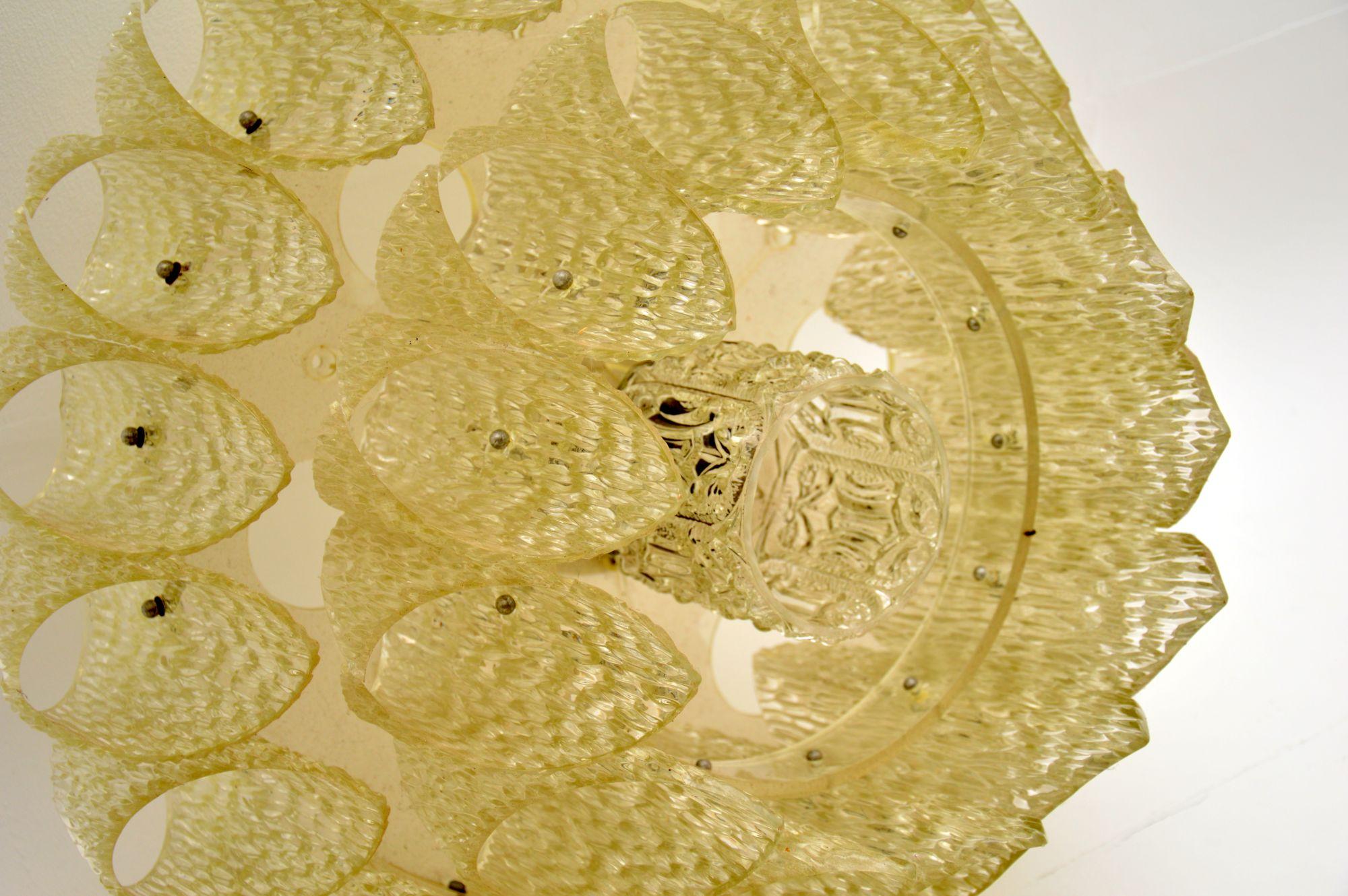Acrylic & Glass Chandelier Vintage, 1970's For Sale 1