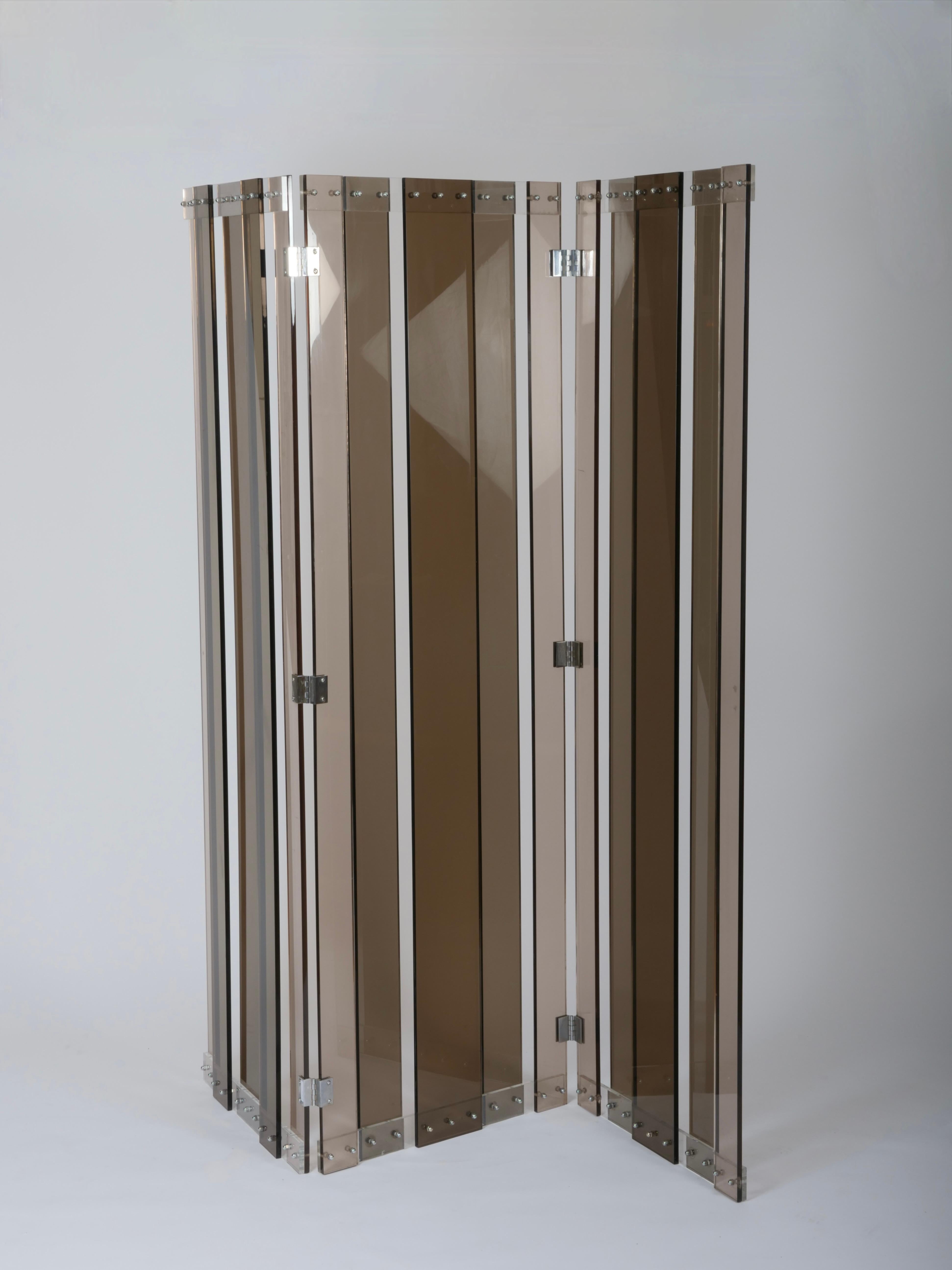 Chrome Écran en verre acrylique par Philippe Jean. France c1970 en vente