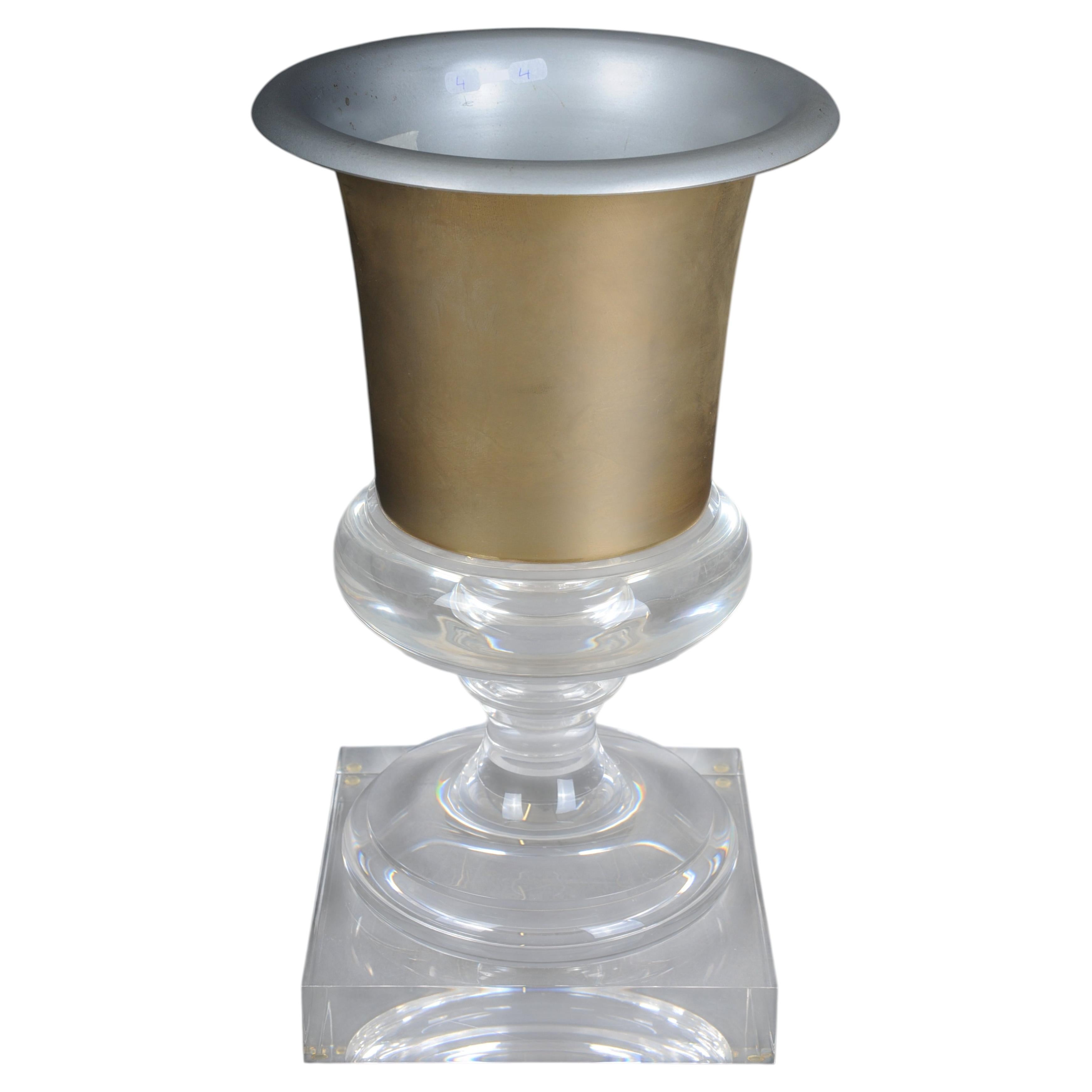 Acrylic Gold Goblet Vase in Hollywood Regency Style No. 4 For Sale