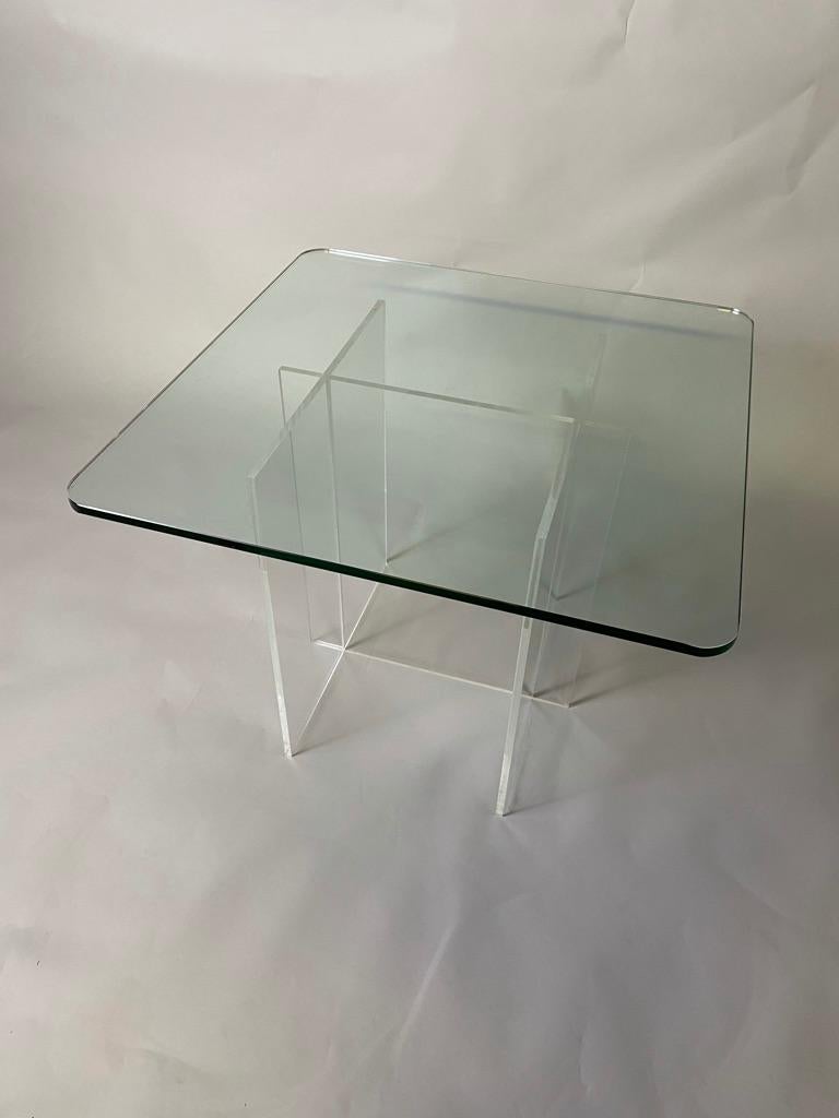 Acrylic, Lucite Coffee Table with Glass Top 1970s Hollis Style For Sale 4