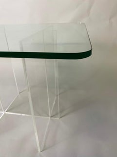 Acrylic, Lucite Coffee Table with Glass Top 1970s Hollis Style