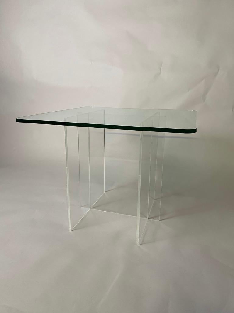 Acrylic, Lucite Coffee Table with Glass Top 1970s Hollis Style For Sale 2