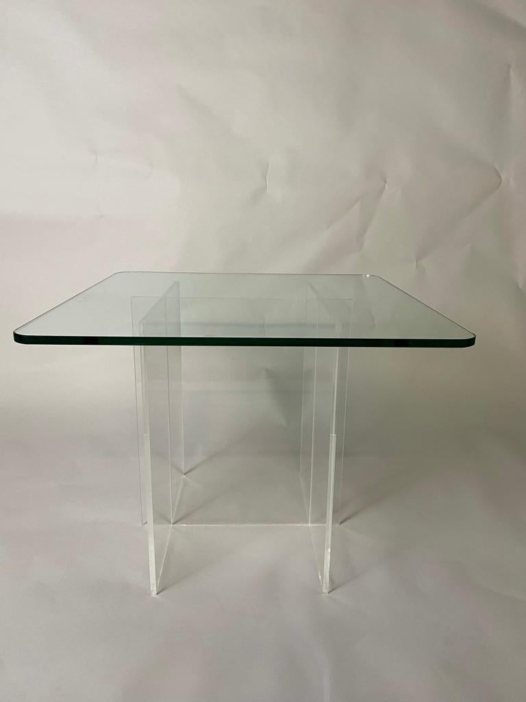 Acrylic, Lucite Coffee Table with Glass Top 1970s Hollis Style For Sale 3