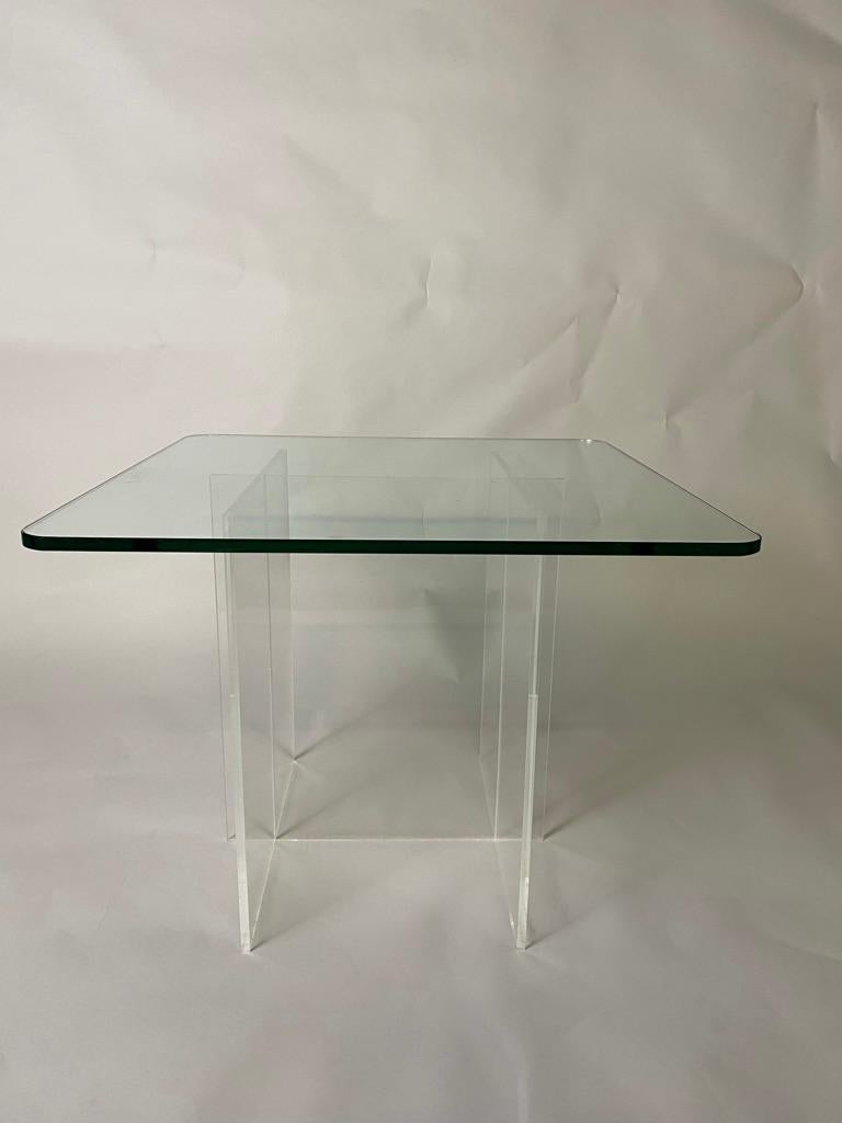 Acrylic, Lucite Coffee Table with Glass Top 1970s Hollis Style For Sale at 1stDibs