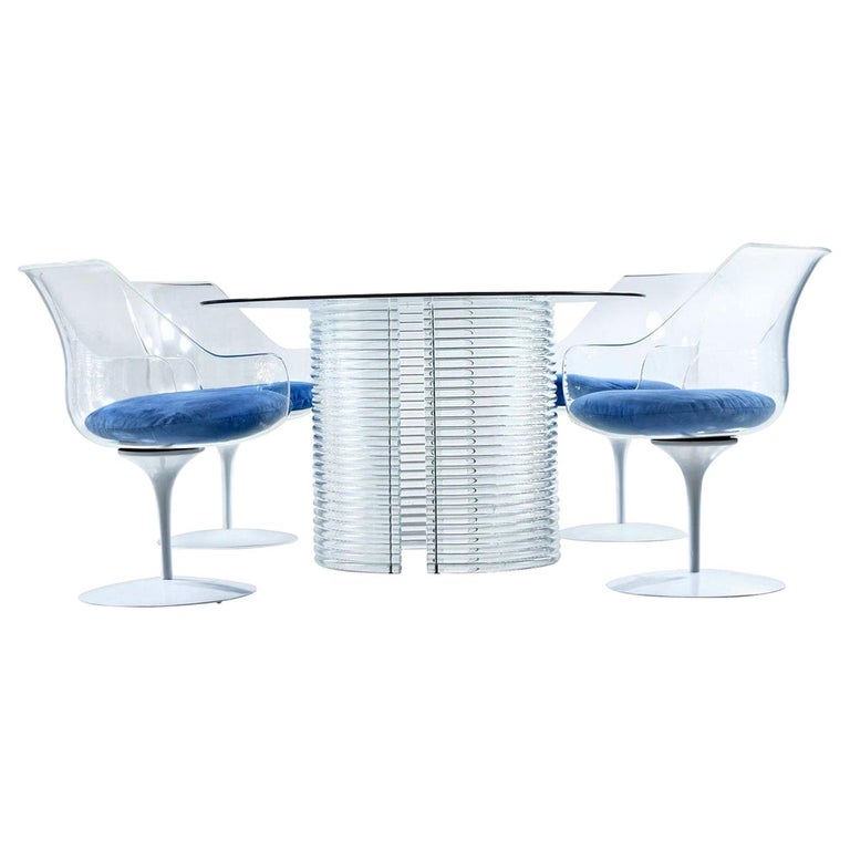 Acrylic Lucite Dining Set Table And Champagne Chairs By Erwin Acrylic Lucite Dining Set Table And