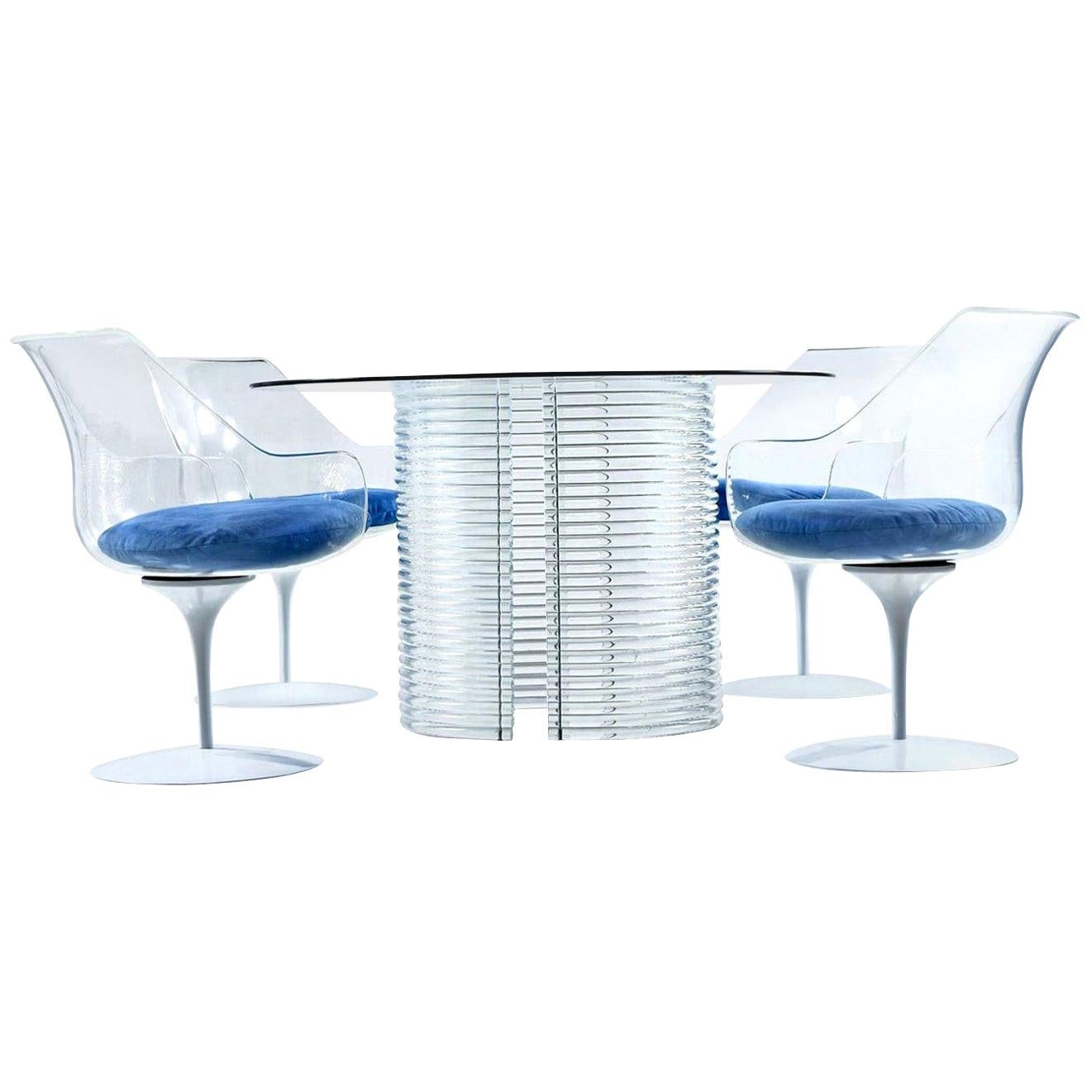 Acrylic Lucite Dining Set, Table and Champagne Chairs by Erwin & Estelle Laverne
