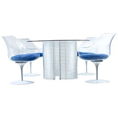 Ensemble de salle à manger en acrylique Lucite:: table et chaises en champagne par Erwin & Estelle Laverne