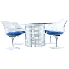 Acrylic Lucite Dining Set, Table and Champagne Chairs by Erwin & Estelle Laverne