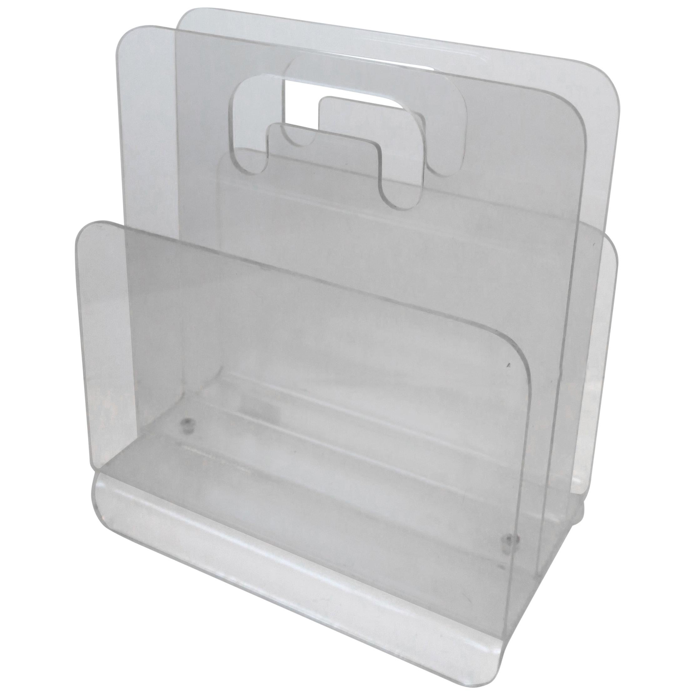 Acrylic Lucite Magazine Holder Stand, 1976