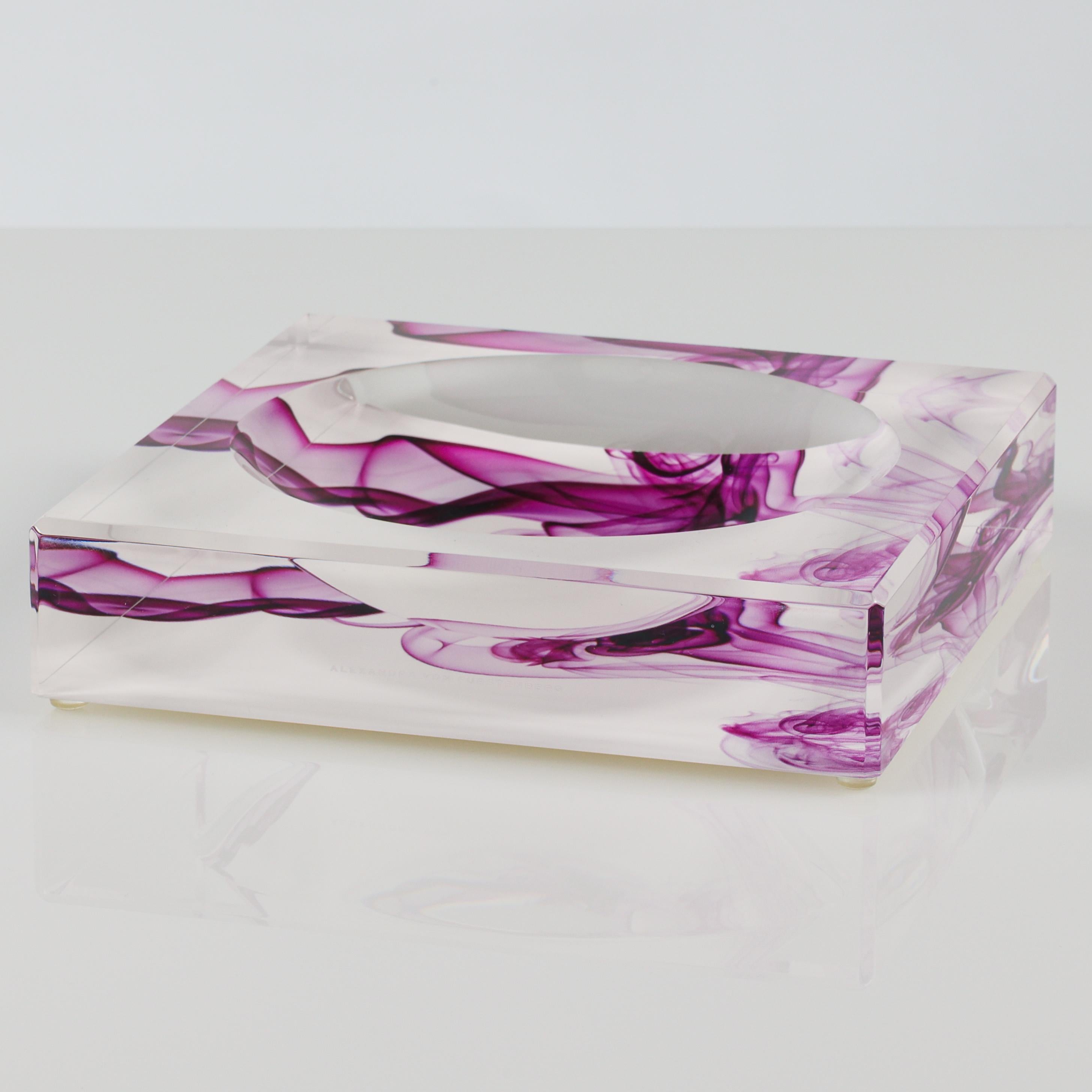 Modern Acrylic Magenta Smoke Candy Bowl by Alexandra Von Furstenberg For Sale