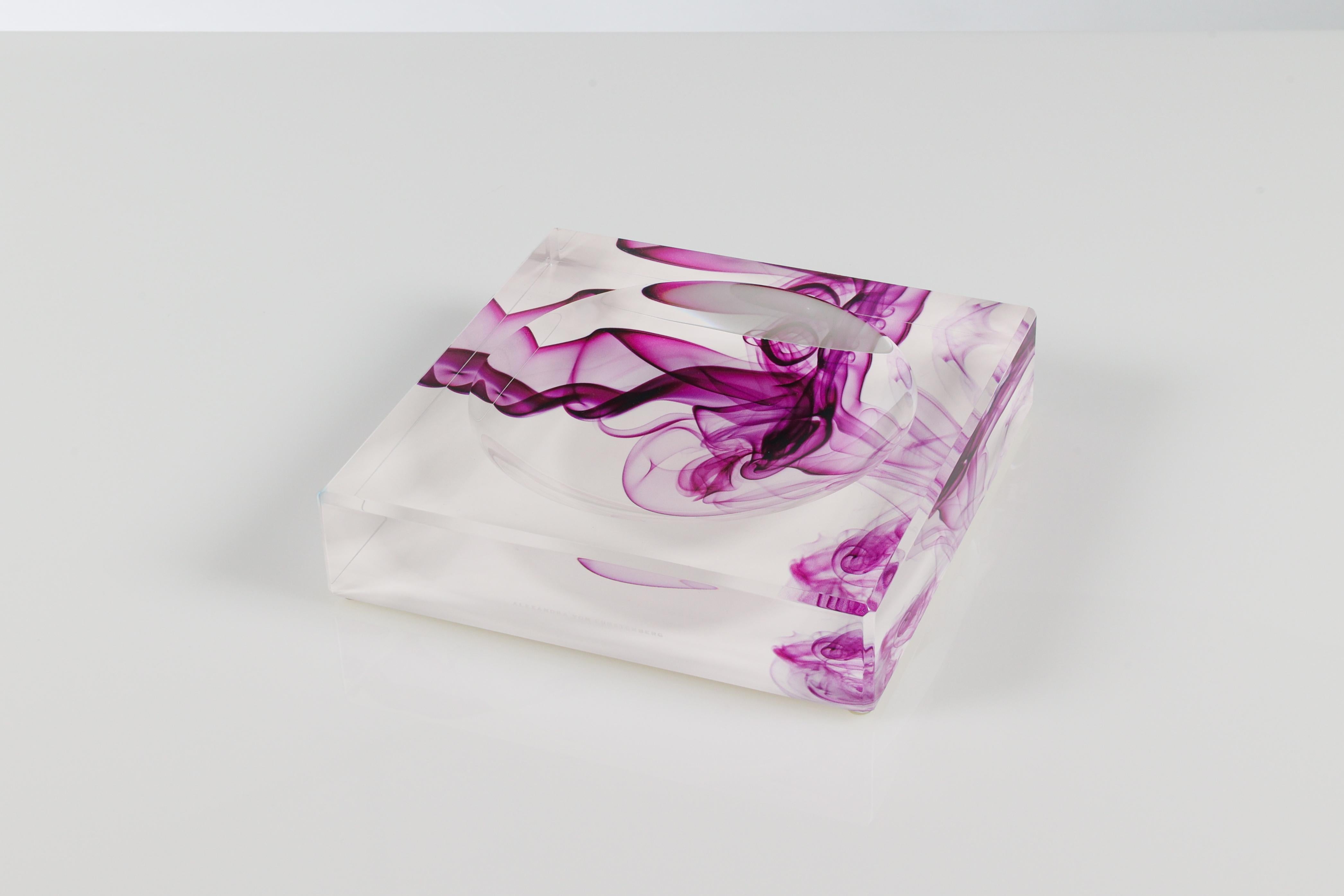 American Acrylic Magenta Smoke Candy Bowl by Alexandra Von Furstenberg For Sale