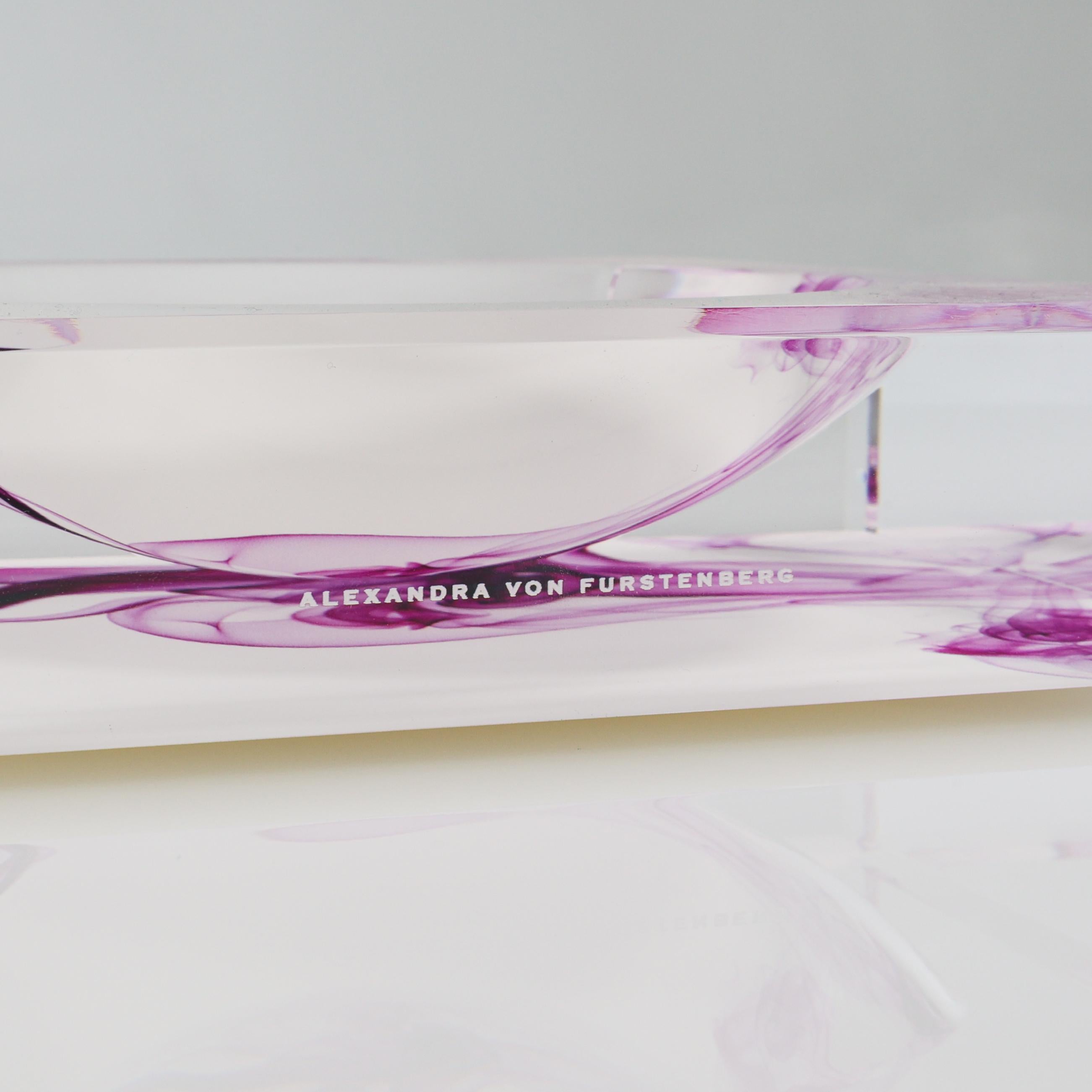 Beveled Acrylic Magenta Smoke Candy Bowl by Alexandra Von Furstenberg For Sale