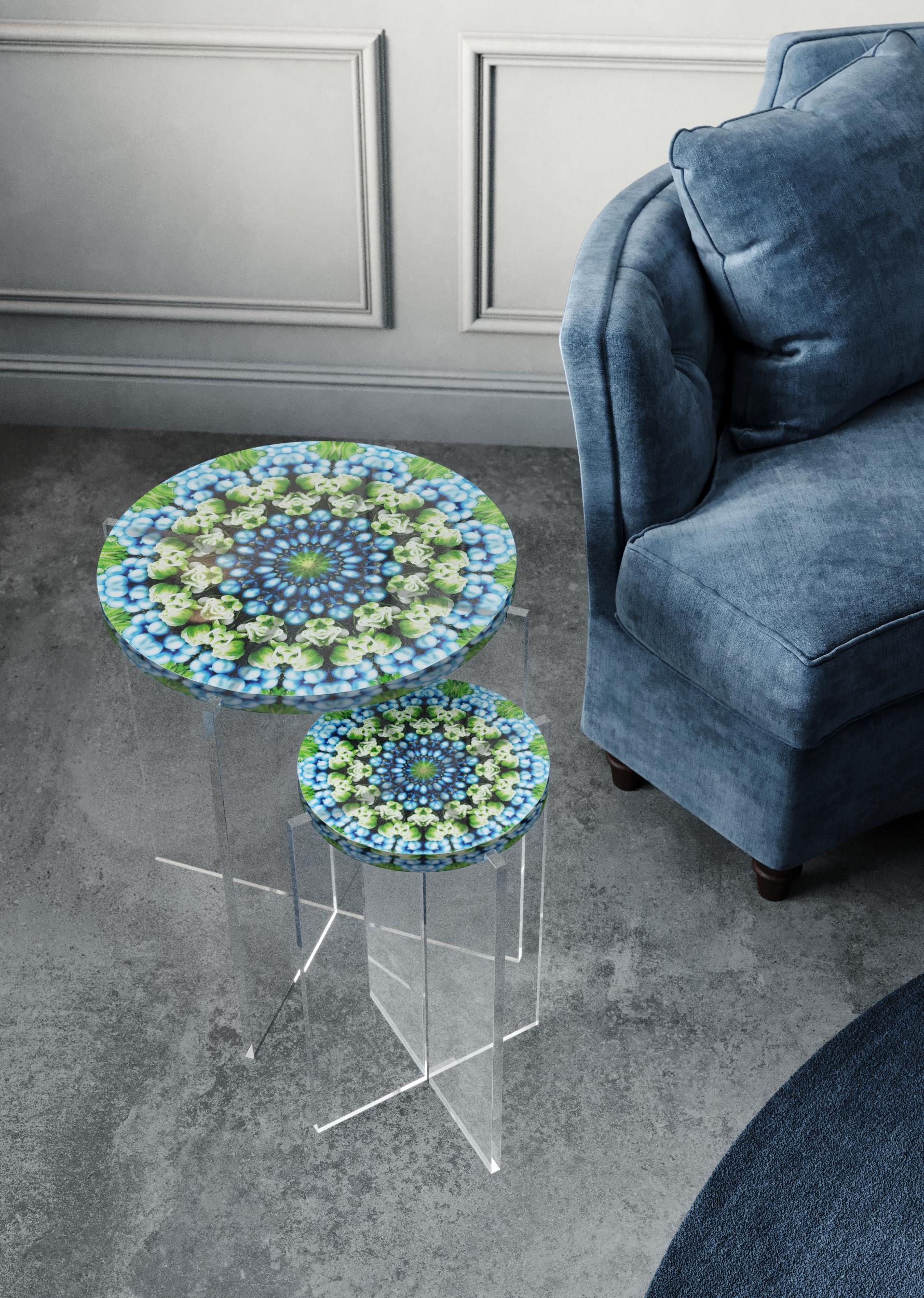 Mandala ‘bouquet tables’ bring a burst of colour & spiritual optimism. Designed by luxury lifestyle brand JG Home, these unique bouquet mandala tables flood any urban setting with a burst of floral vibrancy. 
Made from high quality PVC, the modern