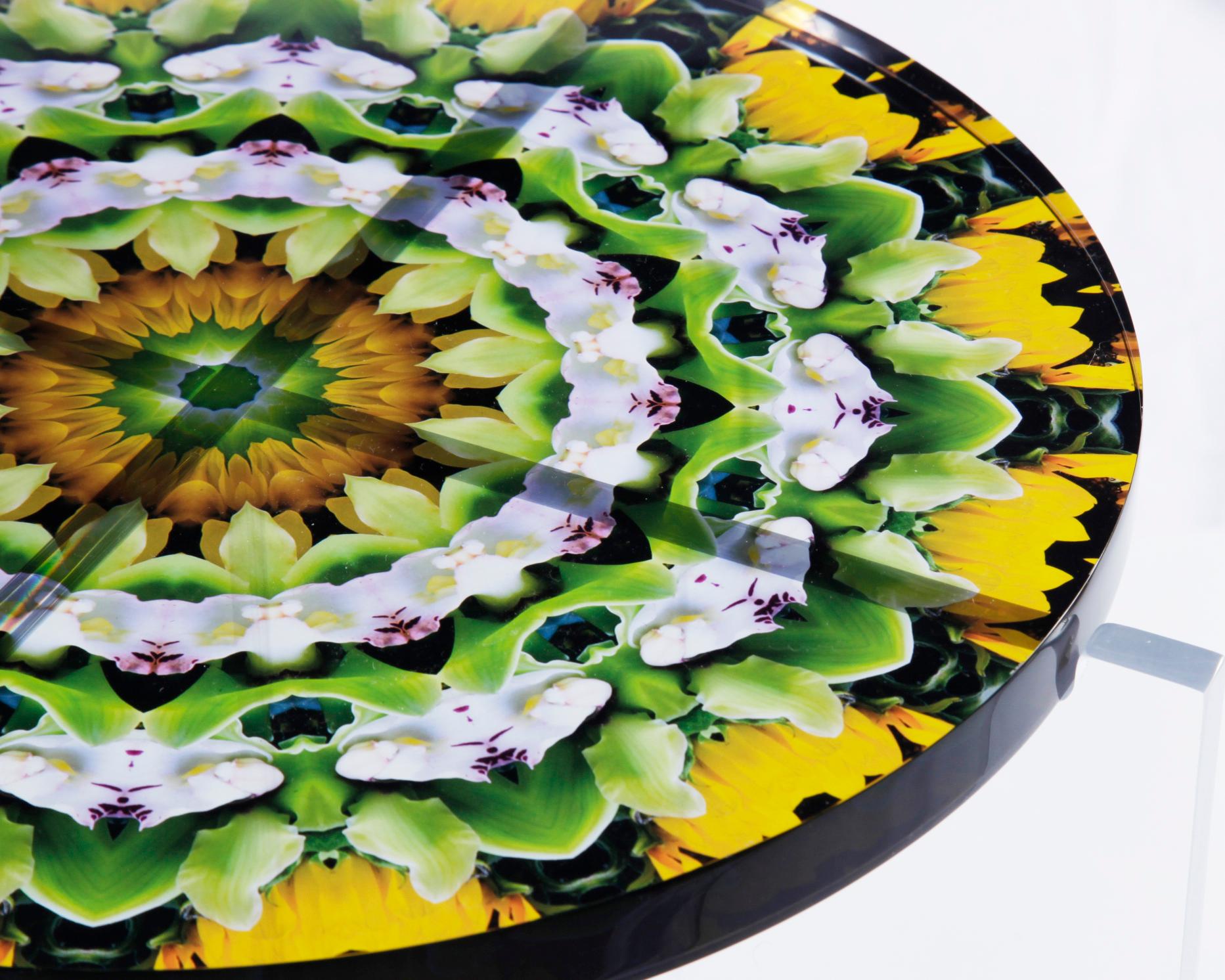 Acrylic, Modern Mandala Low Side Table In New Condition For Sale In New York, NY