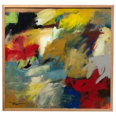 Acrílico sobre lienzo Pintura abstracta de Susan Morosky 'Campo de neón 3'