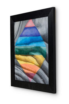 Acrylic on Canvas Abstract Painting of a Rainbow Colored Scarf