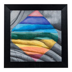 Acrílico sobre lienzo Pintura abstracta de una bufanda con los colores del arco iris