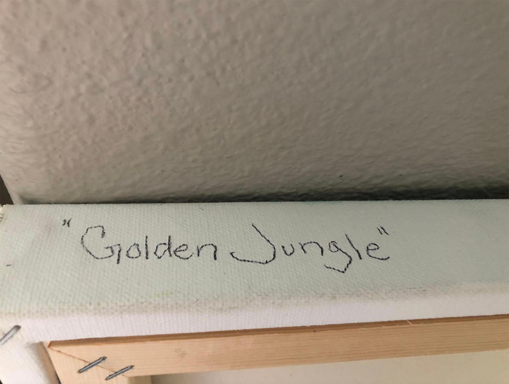 Acryl auf Leinwand, „Goldener Dschungel“, signiert MAK, 2019 im Zustand „Hervorragend“ im Angebot in Culver City, CA