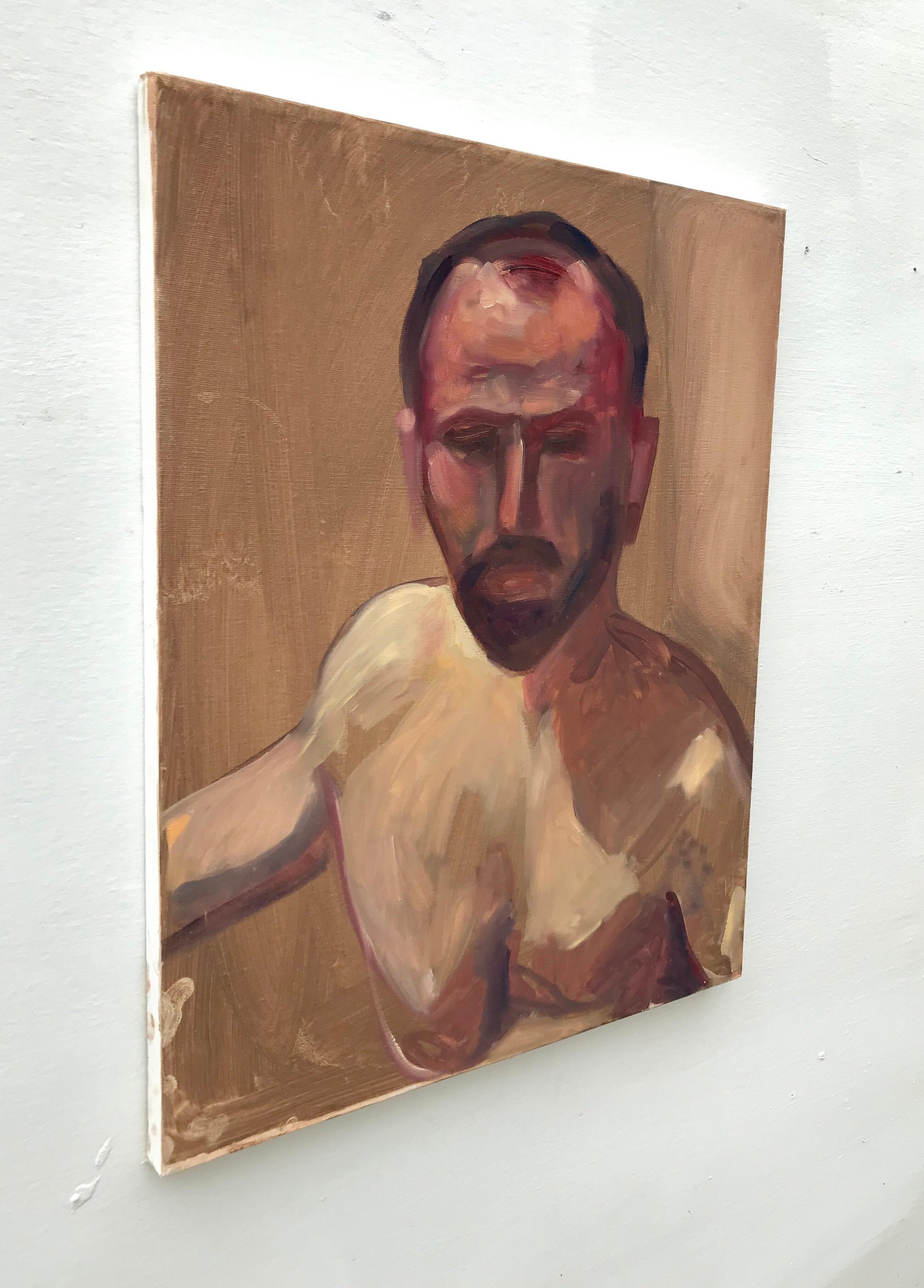 Acrylic on Canvas Nude Portrait Painting of “Doug” In Good Condition For Sale In Charlottesville, VA